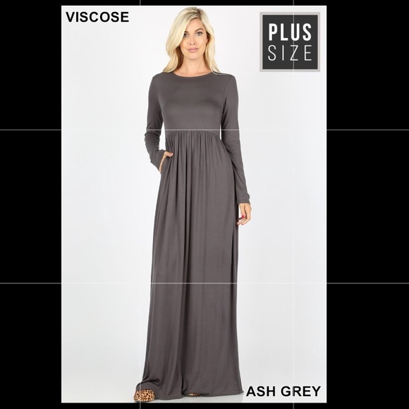 long sleeve solid maxi dress